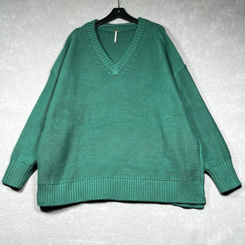 Free People Green V-Neck Sweater